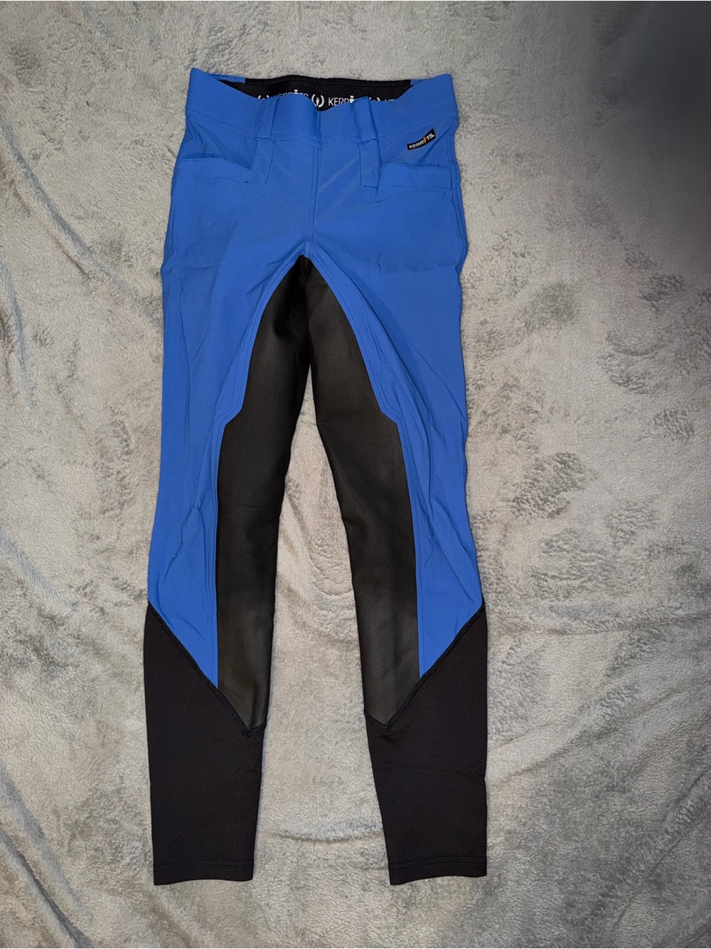Kerrits Women's Blue Riding Breeches Black Knee Patch Size Medium